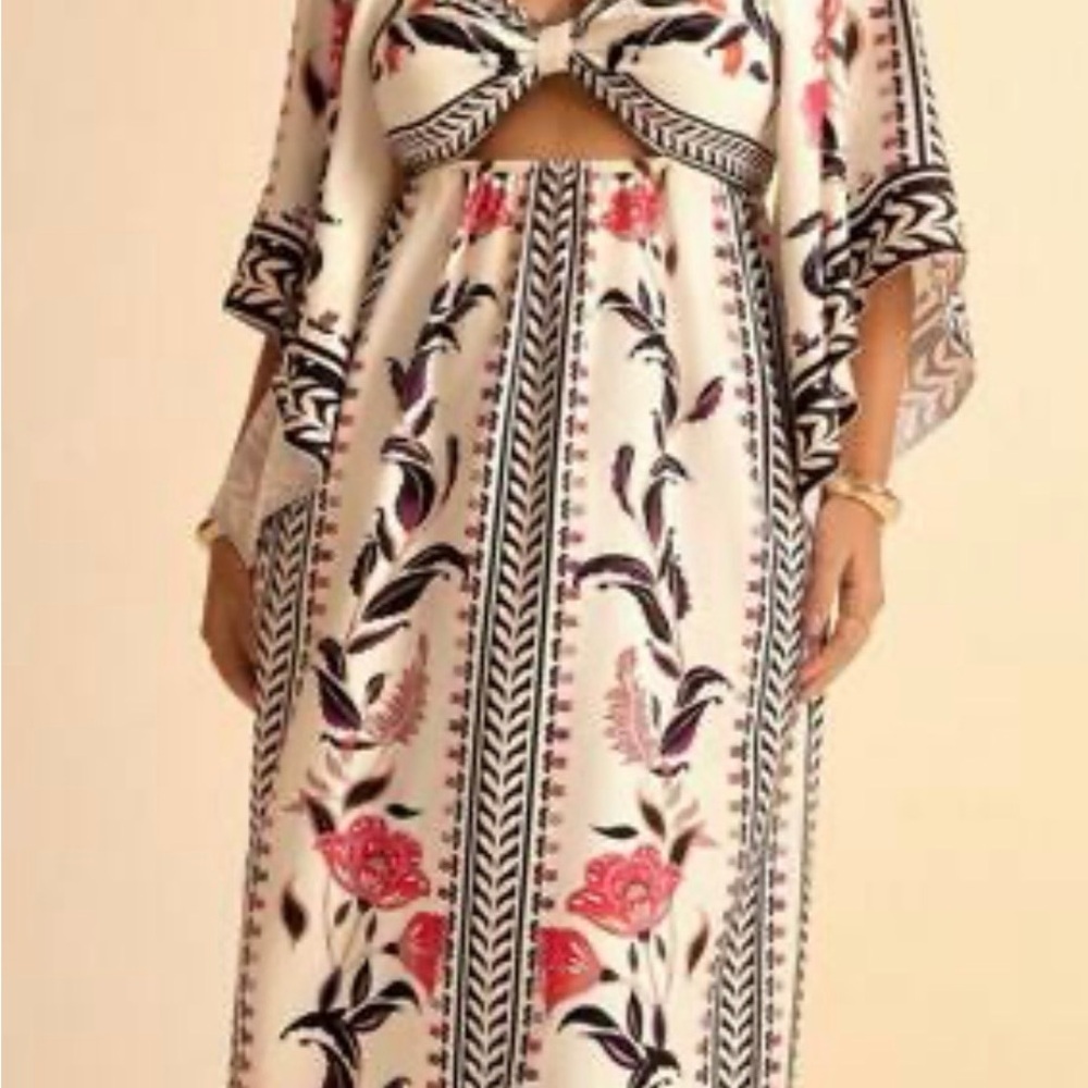 SHEIN White and Pink Floral Maxi Dress XL